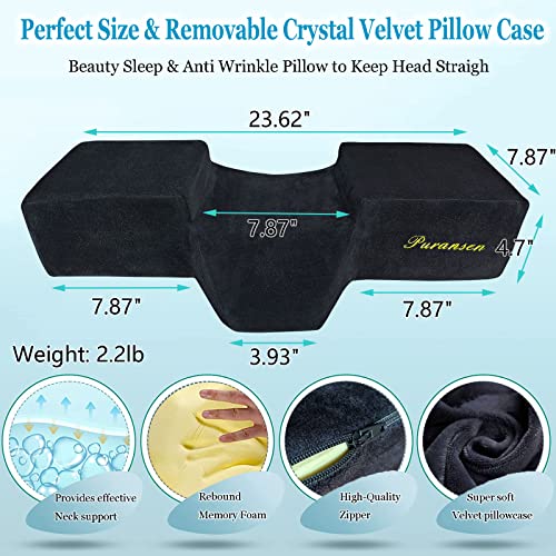 Black Lash Pillow for Eyelash Extensions, Ergonomic Memory Foam Neck Support
