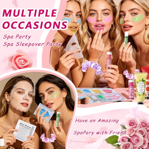120 Pcs Spa Party Supplies Set for Women - Face Masks, Lip Balms, Gifts