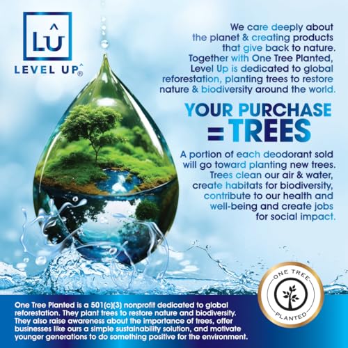 Level Up Boys Deodorant Pack of 2 - Aluminum-Free, 24 Hr Odor Protection, Natural Scent