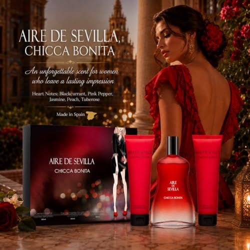 Instituto Español Aire de Sevilla Chicca Bonita Gift Set 10.14 Fl Oz - Eau de Toilette, Body Gel & Lotion for Women