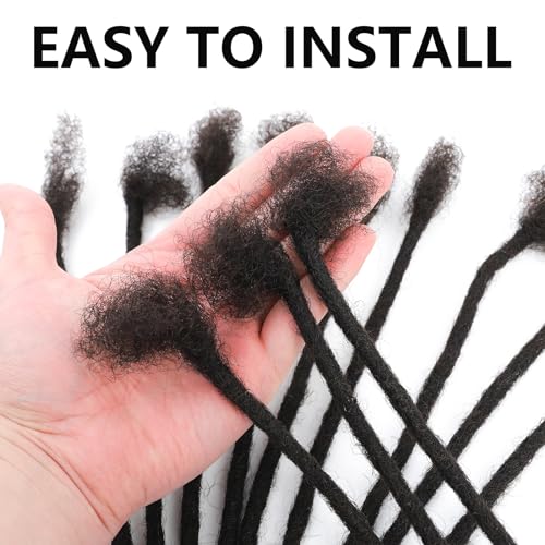 Human Hair Dreadlock Extensions 4 Inch 20 Strands Natural Black 0.6cm - Handmade Loc Extensions