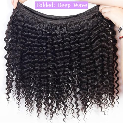 Deep Wave Human Hair Bundles 12 Inch Brazilian Virgin Curly Hair Extensions