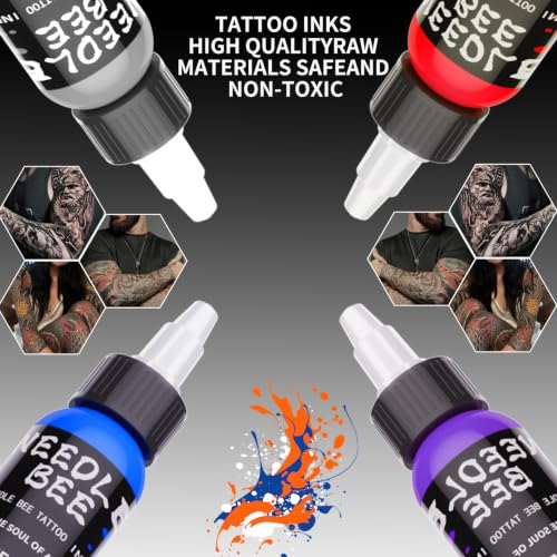 Gold Plume MS-30-7 7-Color Tattoo Ink Set 1oz Pigment Kit for Professionals & Beginners