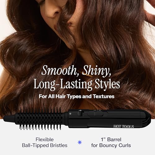 Hot Tools Pro 1-Inch Hot Air Styling Brush - Black, Curl & Touch Up Tool