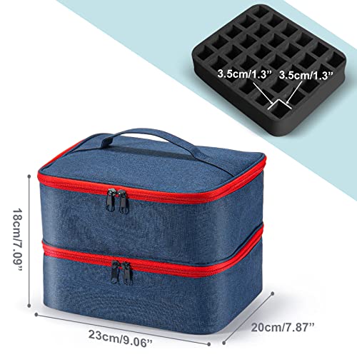 Nail Polish Organizer Bag, Nail Polish Organizer Case, Double Layer Nail Polish Storage Fits a Nail Lamp, Holds 30 Bottles (15ml/0.5 fl.oz), Storage Travel, Navy Blue