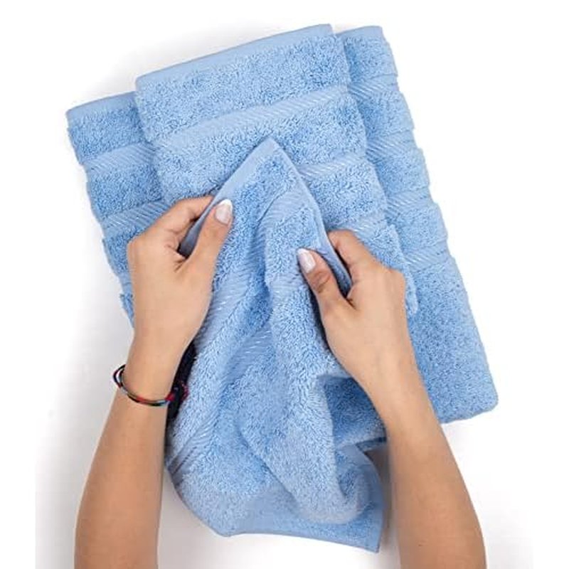 American Soft Linen Luxury 6 Piece Towel Set, 2 Bath Towels 2 Hand Towel 2 Washcloths, 600 GSM 100% Cotton Turkish Towels for Bathroom, Sky Blue Towel Sets