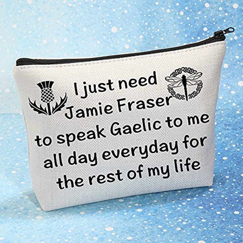 MEIKIUP SA Makeup Bag Scotland Thistle Cirsium Flower Gift I Just Need Jamie Fraser to Speak Gaelic Cosmetic Bag