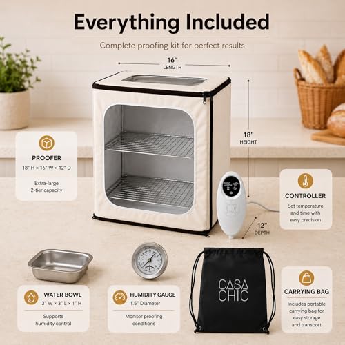 CasaChic Large 2-Story Bread Proofing Box with Temperature & Humidity Control