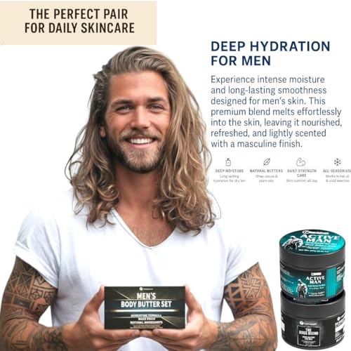 Men's Body Butter with Cologne Fragrance - Deep Moisturizer & Scented Cream