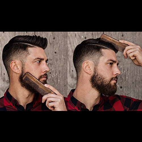 Wooden Anti-Static Hair Comb with Fine & Medium Teeth and Travel Case for Men and Beard Grooming