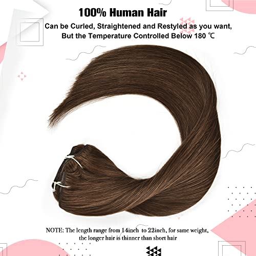 Senmy Remy Clip-In Human Hair Extensions 18 Inch #4 Medium Brown
