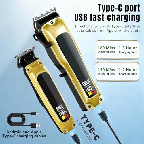 Hair Clippers for Men Professional, Cordless Clippers for Hair Cutting, Zero Gap Trimmer, Mens Clippers and Trimmers Set, Hair Clipper Set &Barber Kit with Case, Scissors and Apron, Mens Gifts
