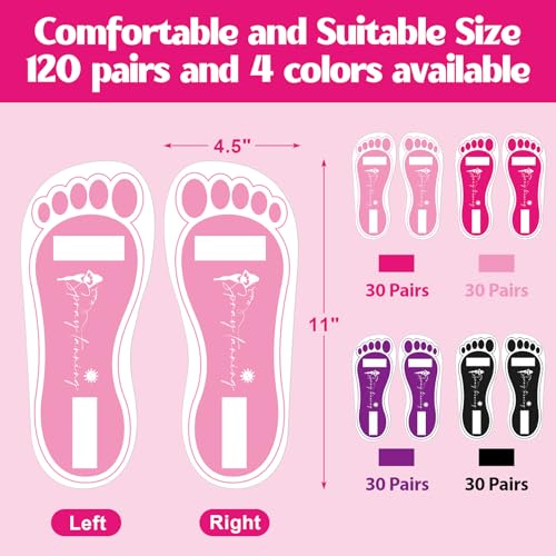 Disposable Spray Tanning Feet Pads Bulk - Colorful, 120 Pairs, Non-Slip, 11 Inch