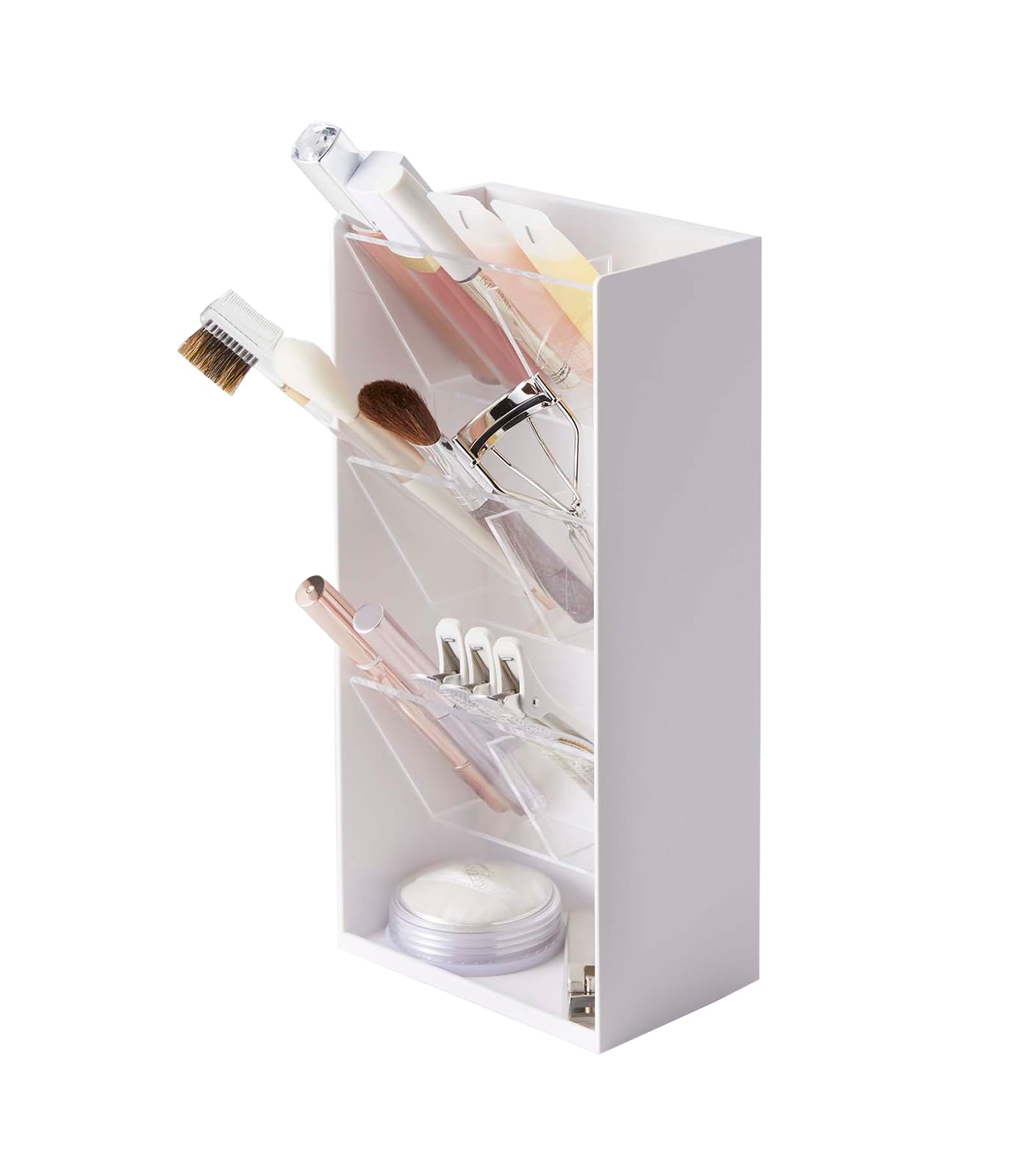 Yamazaki Home Tower Jewelry & Makeup Organizer, Standup Cosmetic Storage Box, Display Case - Angled - Abs Plastic