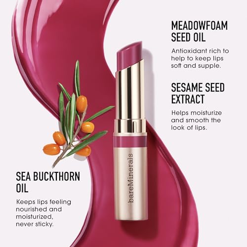 bareMinerals Dewy Lip Gloss Balm - Soul, Vegan Hydrating Lip Shine 0.1 oz