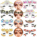 8 Sheets Mermaid Face Jewels Stick On,Self-Adhesive Face Gems,Temporary Crystal Stickers Sparkling Acrylic Face Rhinestones,Waterproof Face Jewels Rhinestone for Birthday Festival Music Carnival Party