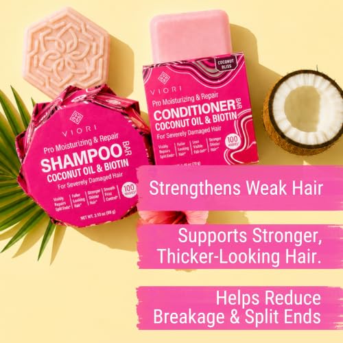 Viori Coconut Hair Repair Set - Shampoo & Conditioner for Dry Damaged Hair