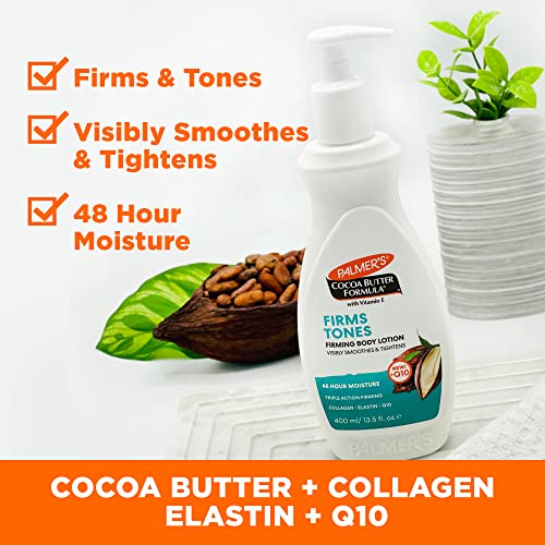 Palmer's Cocoa Butter Formula Skin Firming Body Lotion, Toning & Tightening Cream with Q10, Collagen & Elastin, Pump Bottle, 13.5 Oz. (Pack of 2)