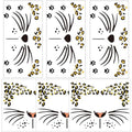 Fake Cheetah Face Tattoos 6-Sheet Leopard Print Temporary Tattoo Whisker Tattoos