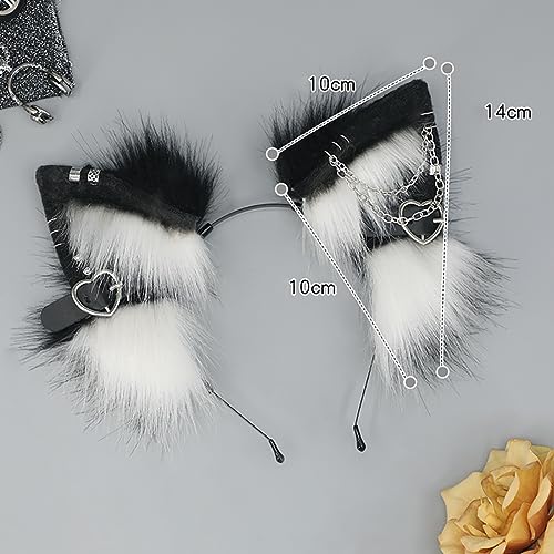 Black-Red Punk Gothic Cat Ear Headband Faux Fur Animal Cosplay Halloween Christmas