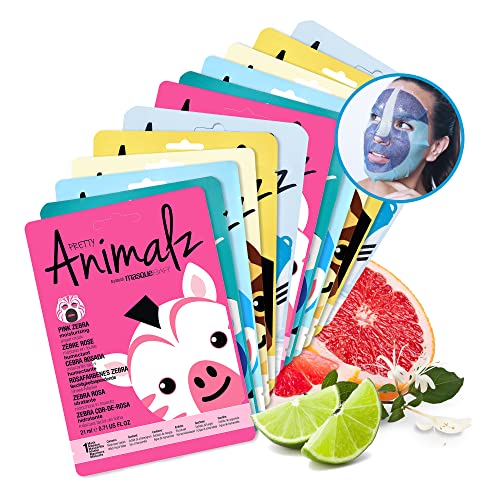Animal Character Sheet Masks Pack of 12 - Hydrating K-Beauty Facial Masks for All Skin Types - Mixed / 1 Count