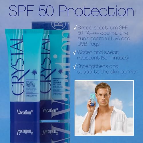 Vacation SPF 50 Face Sunscreen Gel - Invisible, Water-Resistant, Broad Spectrum Protection