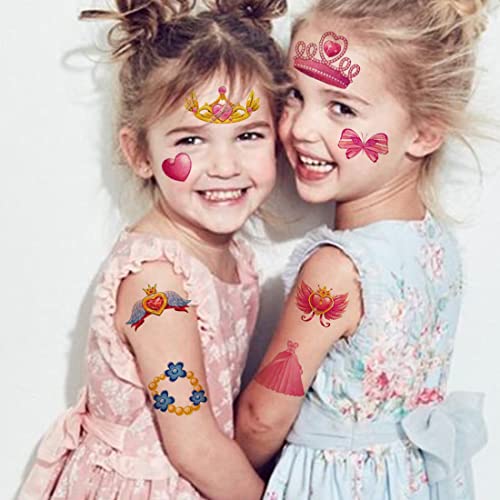 Glitter Temporary Tattoos for Girls - 14 Sheets Glitter Princess Tattoos for Girls Birthday Party Favors Goodie Bag Fillers