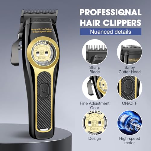 Cordless Professional Hair Clippers for Men with Adjustable Blade & USB Rechargeable Motor