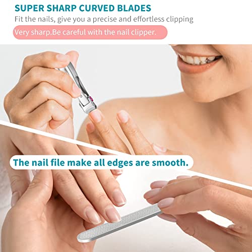 SZQHT Extra Wide Jaw Opening Nail Clippers for Thick Nails Cutter for Ingrown Toenail Clippers & Fingernails Manicure Set,Pedicure Kit,Men & Women(Silver)