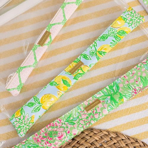 Lilly Pulitzer Small Makeup Bags, Cosmetic Zipper Pouches for Travel and Purse, Set of 3, Lime Feeling Good