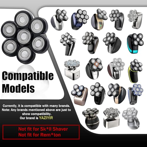 7 Head Shaver Replacement Heads for Electric Razors - 2 Pack - Universal Compatibility