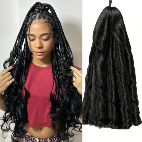 Sorivika 1B# 24 Inch Pack of 9 French Curly Braiding Hair - Protein Infused Wavy Crochet Extensions
