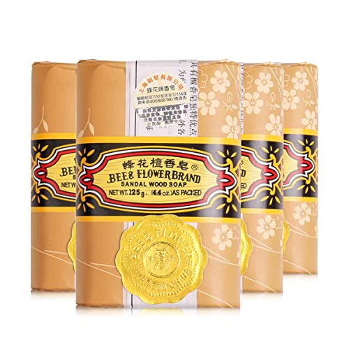 Bee & Flower Soap Bar Sandalwood Soap Moisturizing Bath Bar Soaps Nourishes Your Skin 4.4 oz(Pack of 4)