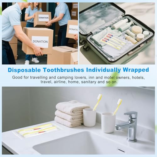 Disposable Toothbrush with Toothpaste Set 100 Pack - Portable & Hygienic