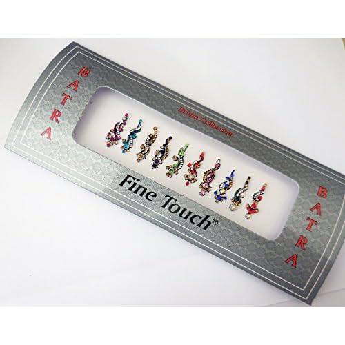 Bollywood Designer Bindis Premium Crystal Jewels Mettallic Bindi Stickers Tattoos Forehead Tika (Long)
