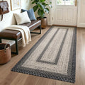 Braided Farmhouse Hallway Runner Rug 3x7 Black Ivory Non Slip Durable