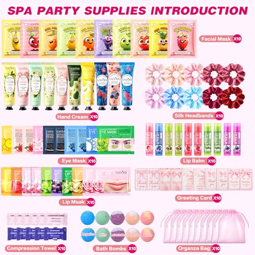 100 Pcs Spa Party Favors Bulk Set for Women & Girls with Face Masks & Self Care Items - Pack of 1