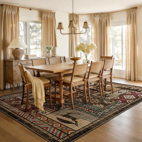 HOMORE Rustic Cabin Area Rug 6x9 Brown - Western & Southwestern Style, Non-Slip, Machine Washable