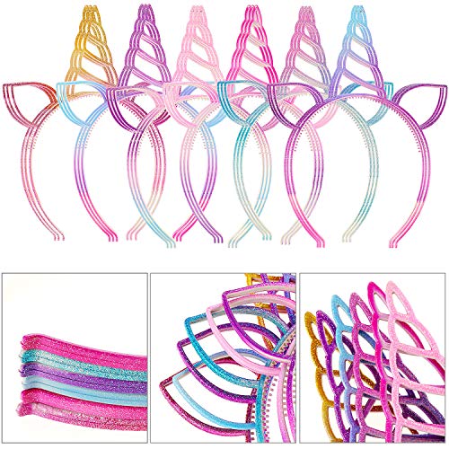 Unicorn Horn Headbands Set - 18 Glittery Party Hair Accessories for Girls & Adults
