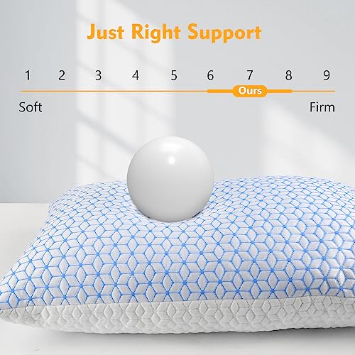 Queen Size Shredded Memory Foam Pillow Set of 4 - Adjustable Support & Cooling Cover