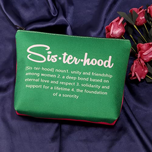 POFULL Pink and Green Sorority Graduation Bag - Greek Paraphernalia Cosmetic Bag Sisterhood Gift (Pink and green bag)