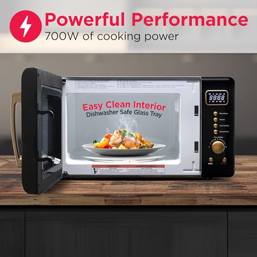 Retro Black 0.7 Cu. Ft. 700W Countertop Microwave Oven with Auto Cook