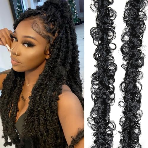 QUISDUIS 36 Inch Distressed Butterfly Crochet Locs - 8 Pack, Black, Lightweight & Soft Faux Locs for Natural Hair