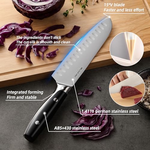 Large 6-Piece Knife Block Set - Black High Carbon Stainless Steel Kitchen Knives