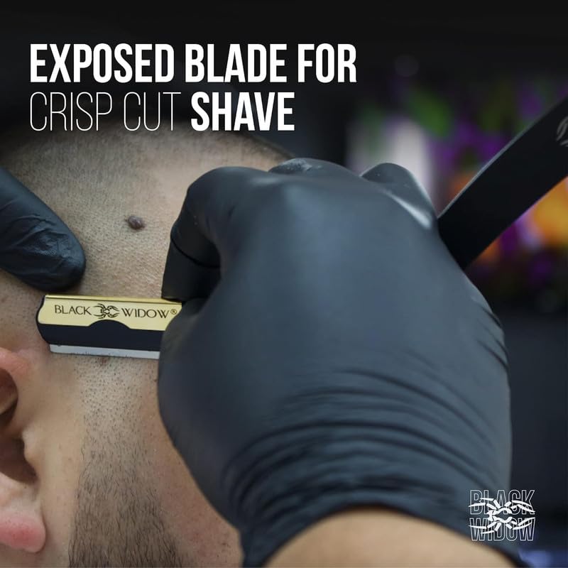 Professional Straight Razor for Men - Matte Black & Gold Finish with 10 Blades
