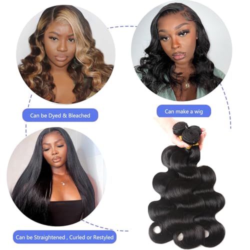 Human Hair Body Wave Bundles 3-Pack 8-8-8 Inch Virgin Brazilian Hair Extensions