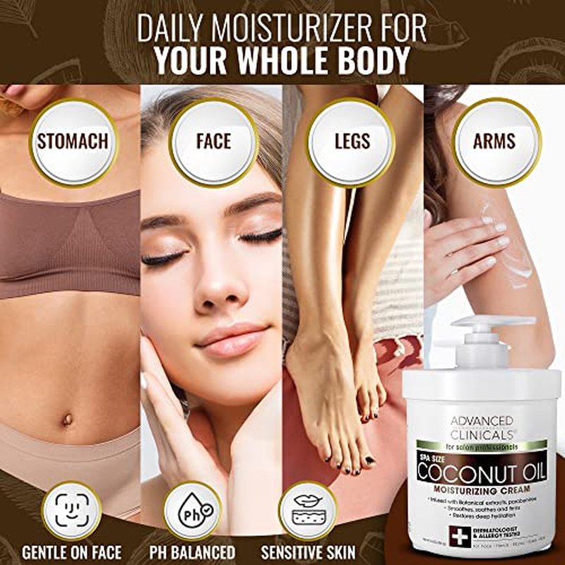 Advanced Clinicals Coconut Oil Moisturizing Cream + Collagen Lifting Body Oil Set