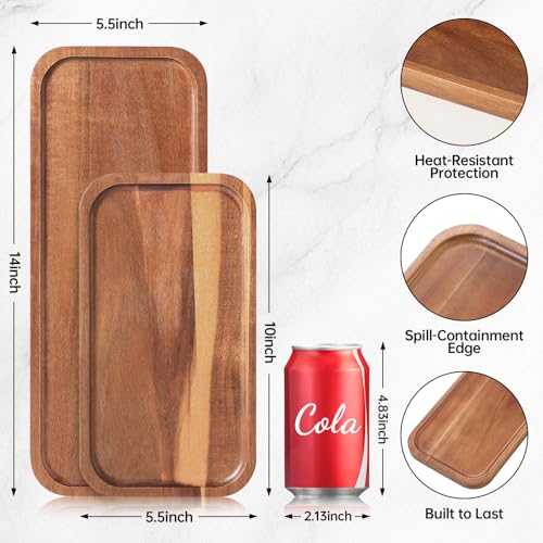 10 Pack Small Wooden Charcuterie Boards - 14 x 5.5 Inch Acacia Serving Trays