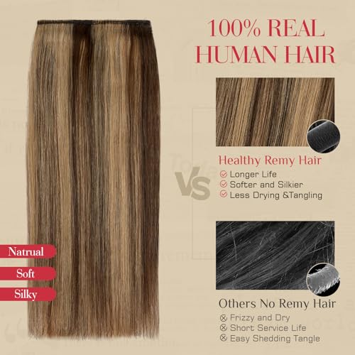 Clip in Hair Extensions 4PCS Short Human Hair - Medium Brown & Dark Blonde Variation of THIS listing