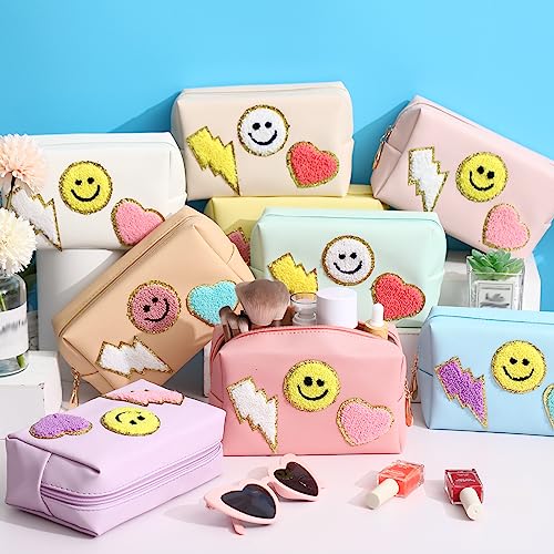 Preppy Makeup Bag Set - 9 PU Leather Cosmetic Bags for Women, Fresh & Classic Variations